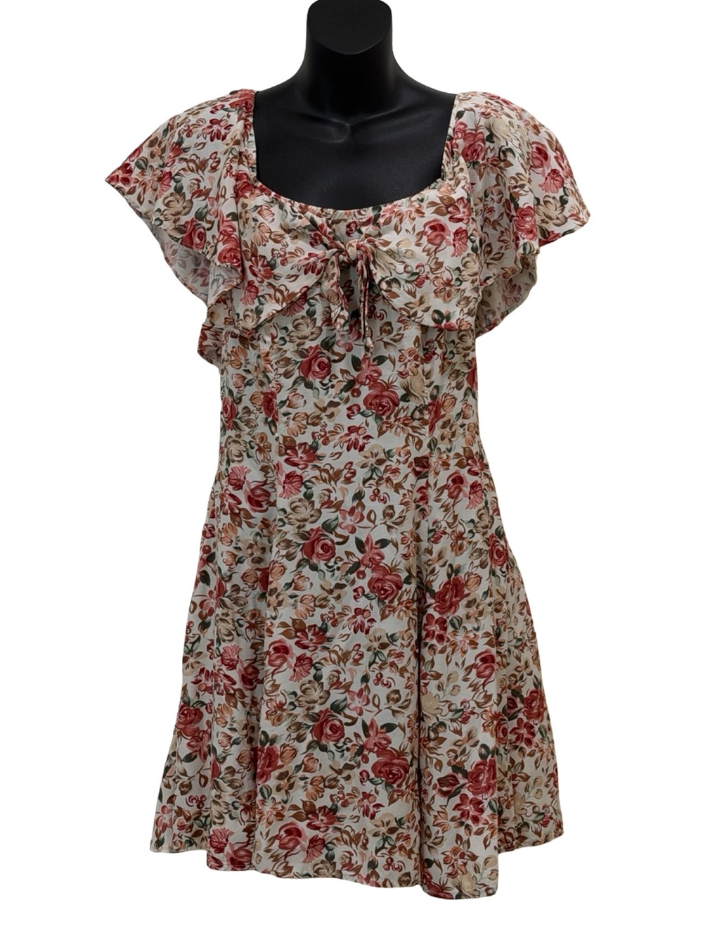 90s Rampage Romantic Rose Print Ruffle Mini Dress - Picture 6 of 7